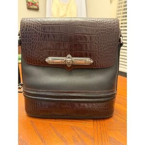 Vintage Brighton Leather Crossbody Shoulder Bag Purse‎ Croc